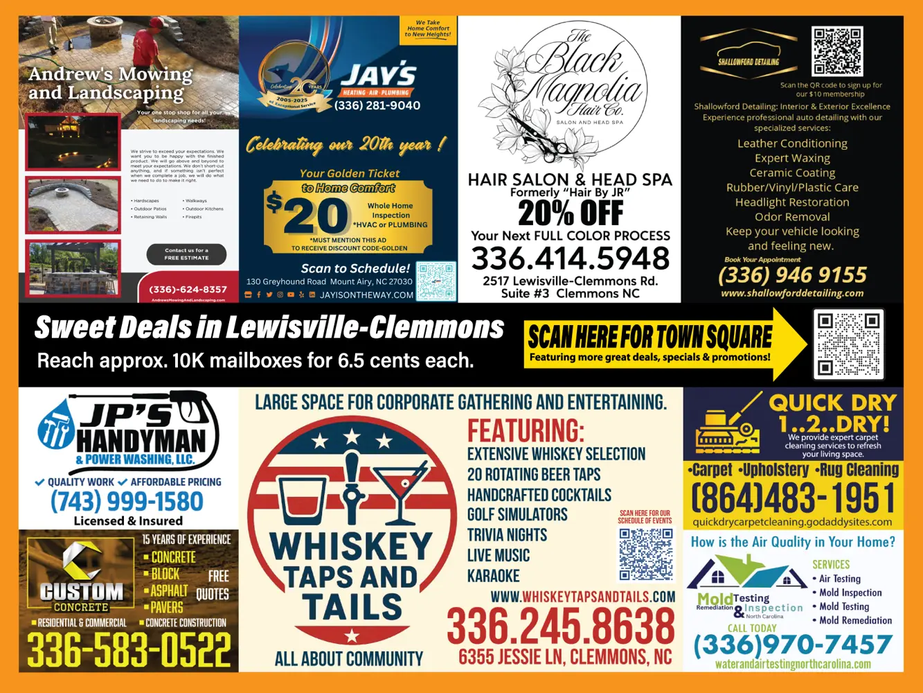 Back of the Lewisville–Clemmons Sweet Deals card