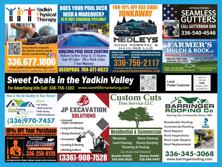 Front of the Yadkin Valley Sweet Deals card